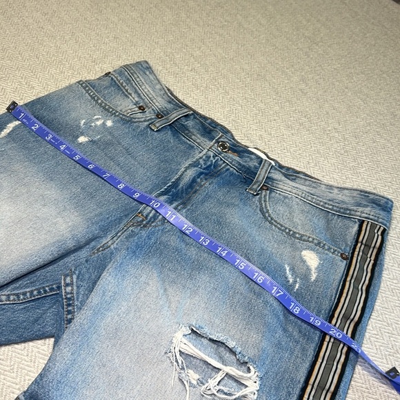 Jack and Jones Blue and Black Jean Shorts Distressed Style - Picture 6 of 10
